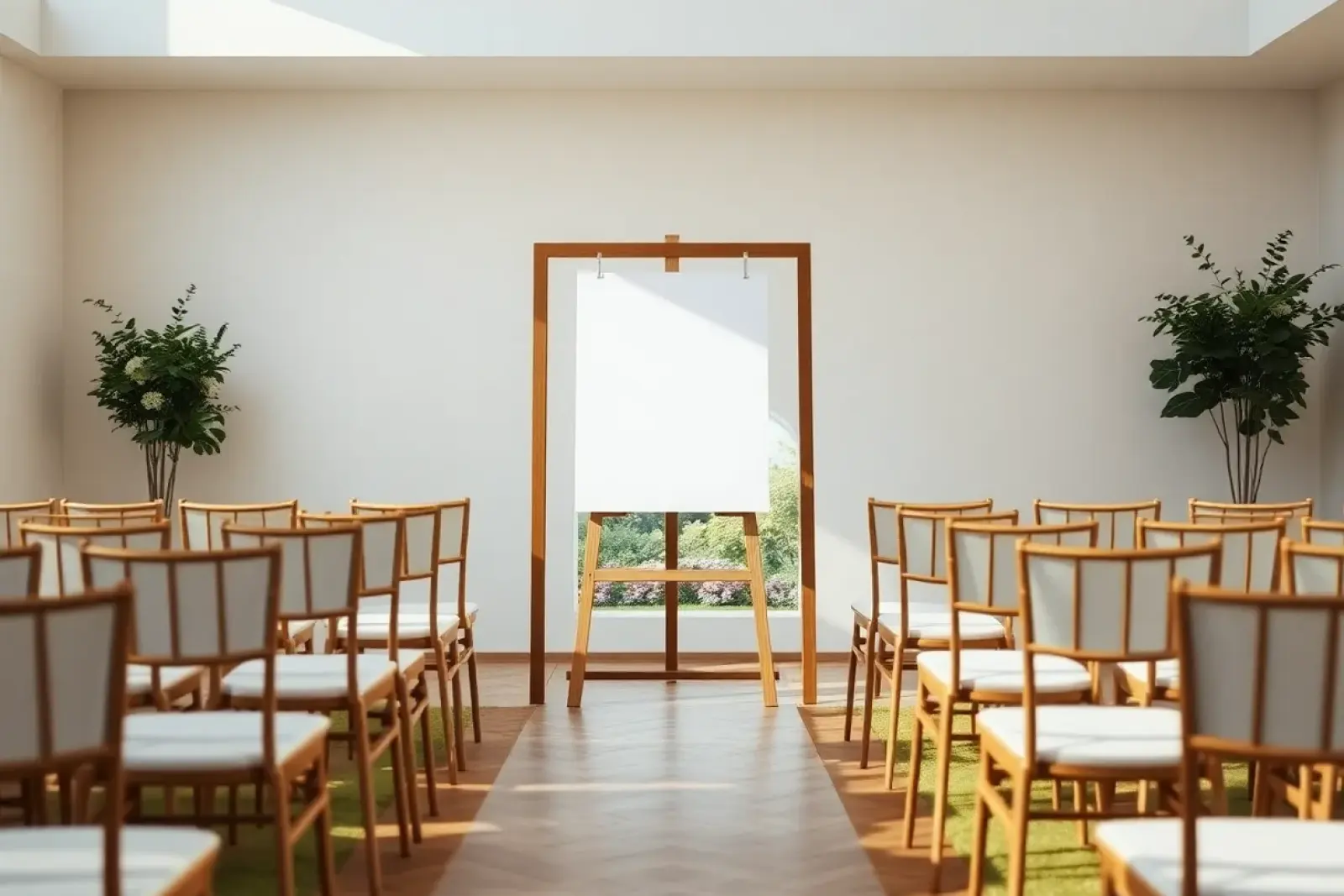 Guests at a wedding ceremony, several holding up their phones to photograph the couple