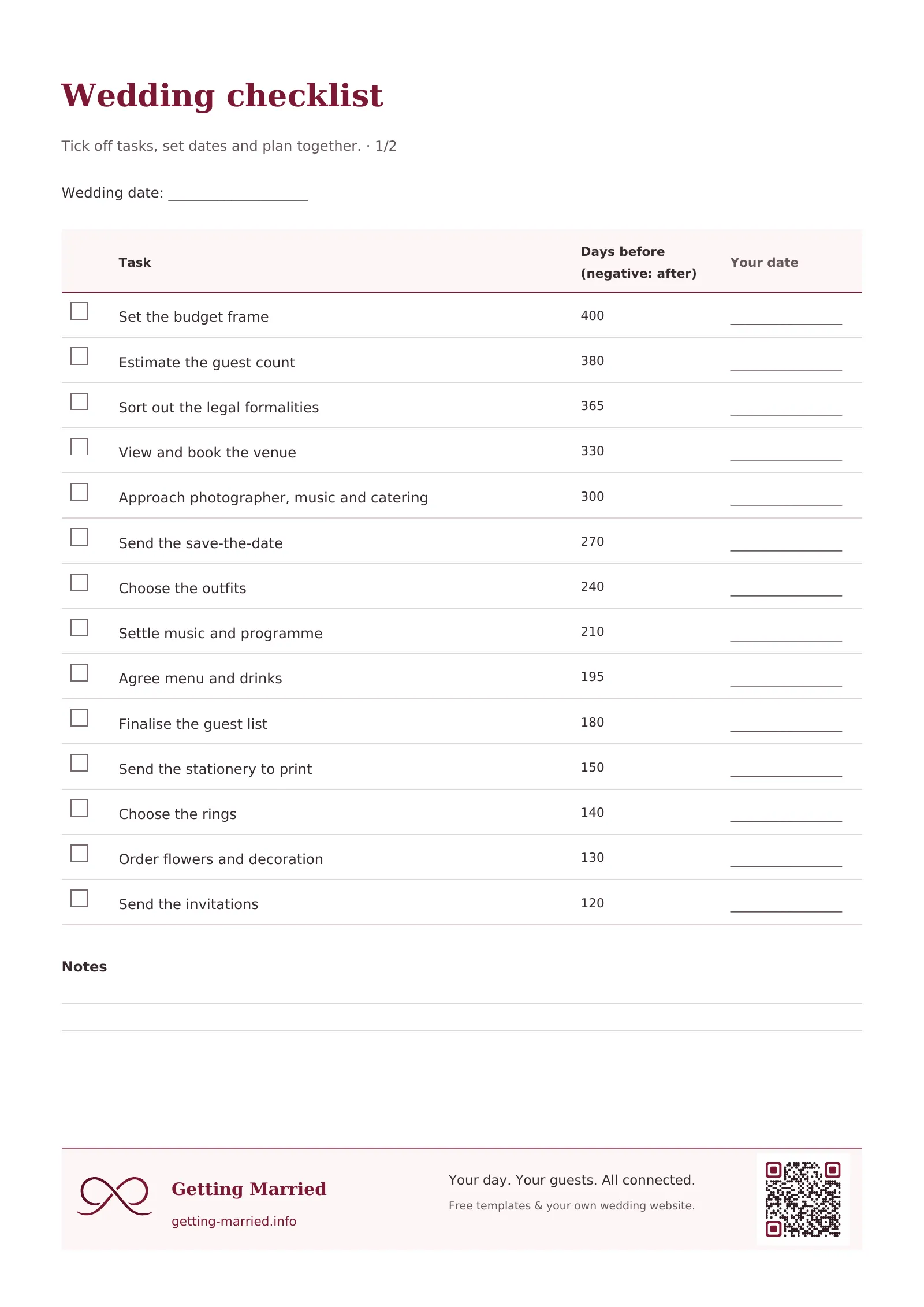 Wedding checklist