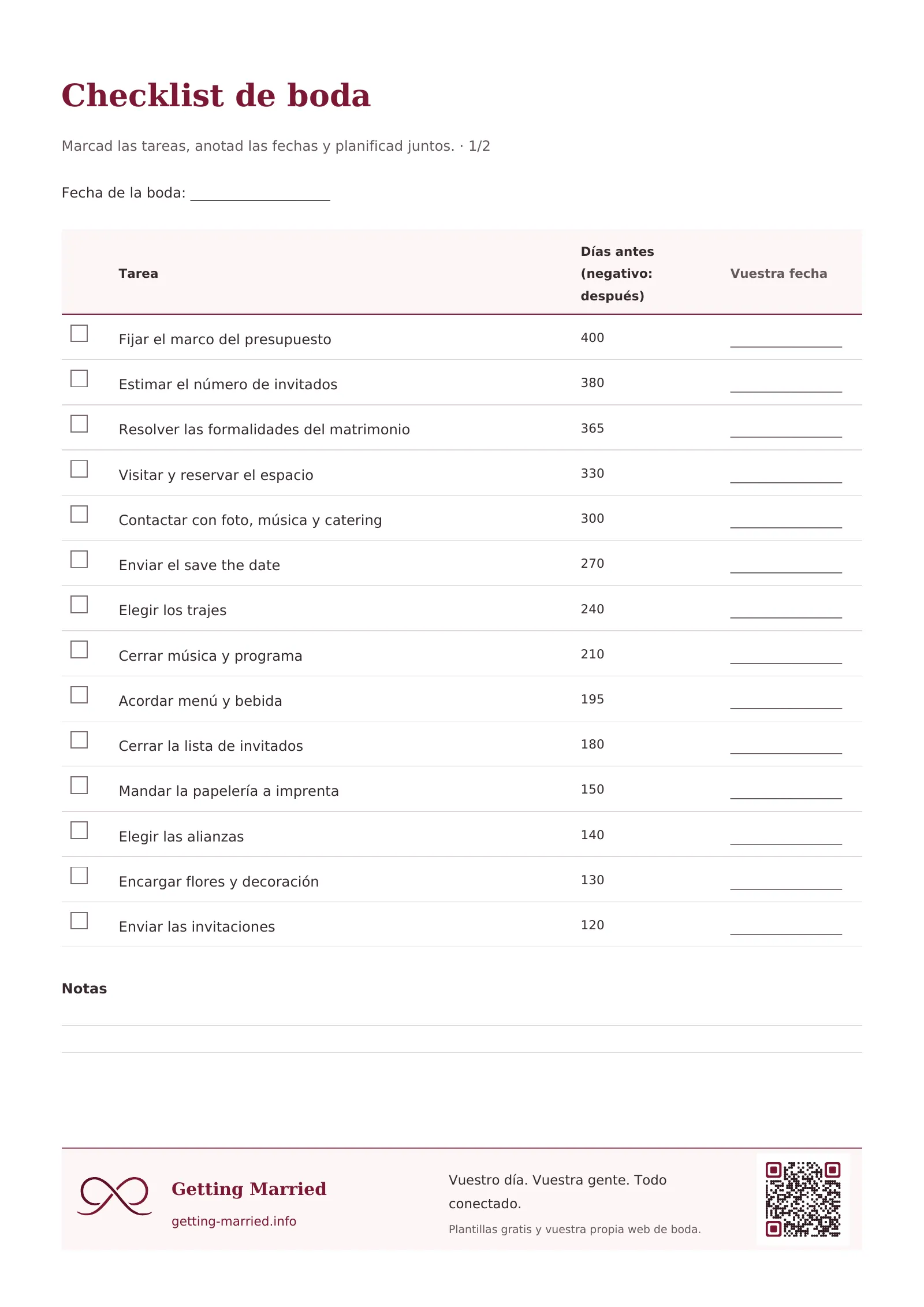 Checklist de boda