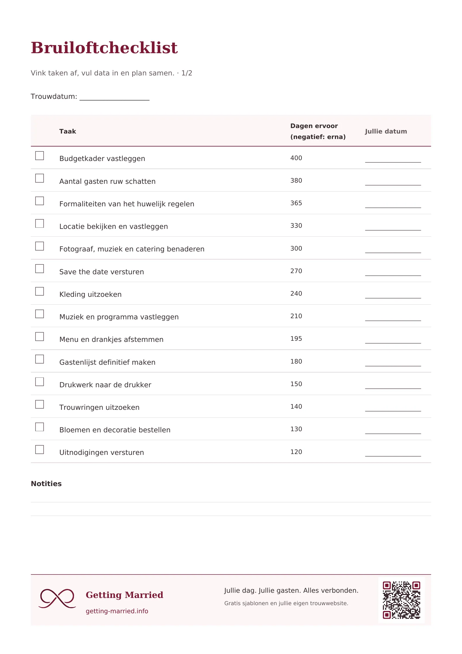 Bruiloftchecklist